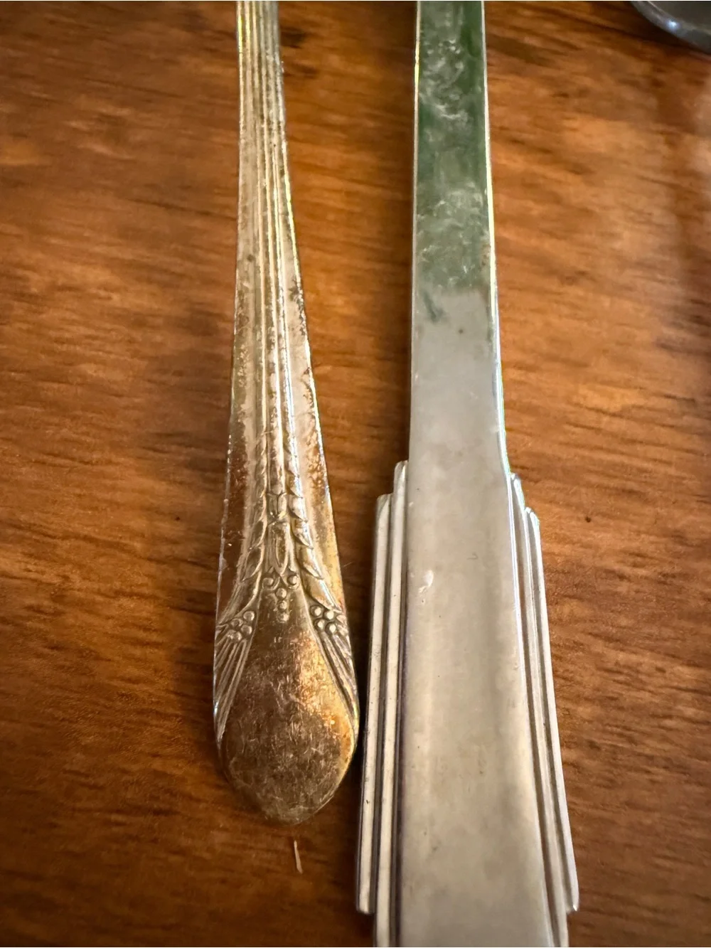 Vintage Mixed-Pattern Stainless Flatware Set in Tarnished Silver